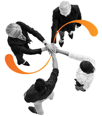 JK Capital team joining hands, top view